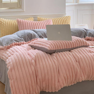 Soft Rabbit Flannel Warm Bed Four Piece Sheet Set