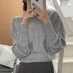 Vintage One-shoulder Lantern Sleeves Knit Sweater