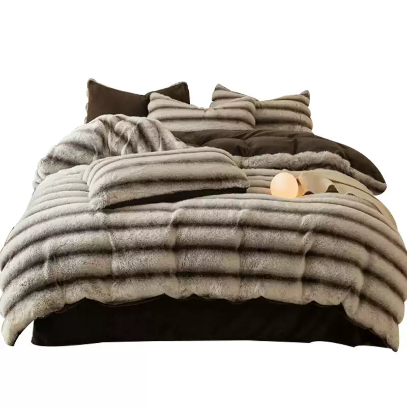 Rabbit Plush Winter Thick Quilt Cover Bedding Sheet 4-pieces set
