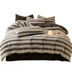 Rabbit Plush Winter Thick Quilt Cover Bedding Sheet 4-pieces set