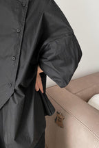 Cool Measured Bias-breasted Irregular-placket Shirt by painevida