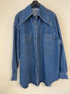 Vintage Large Collar Single Breasted Loose Denim Shirt