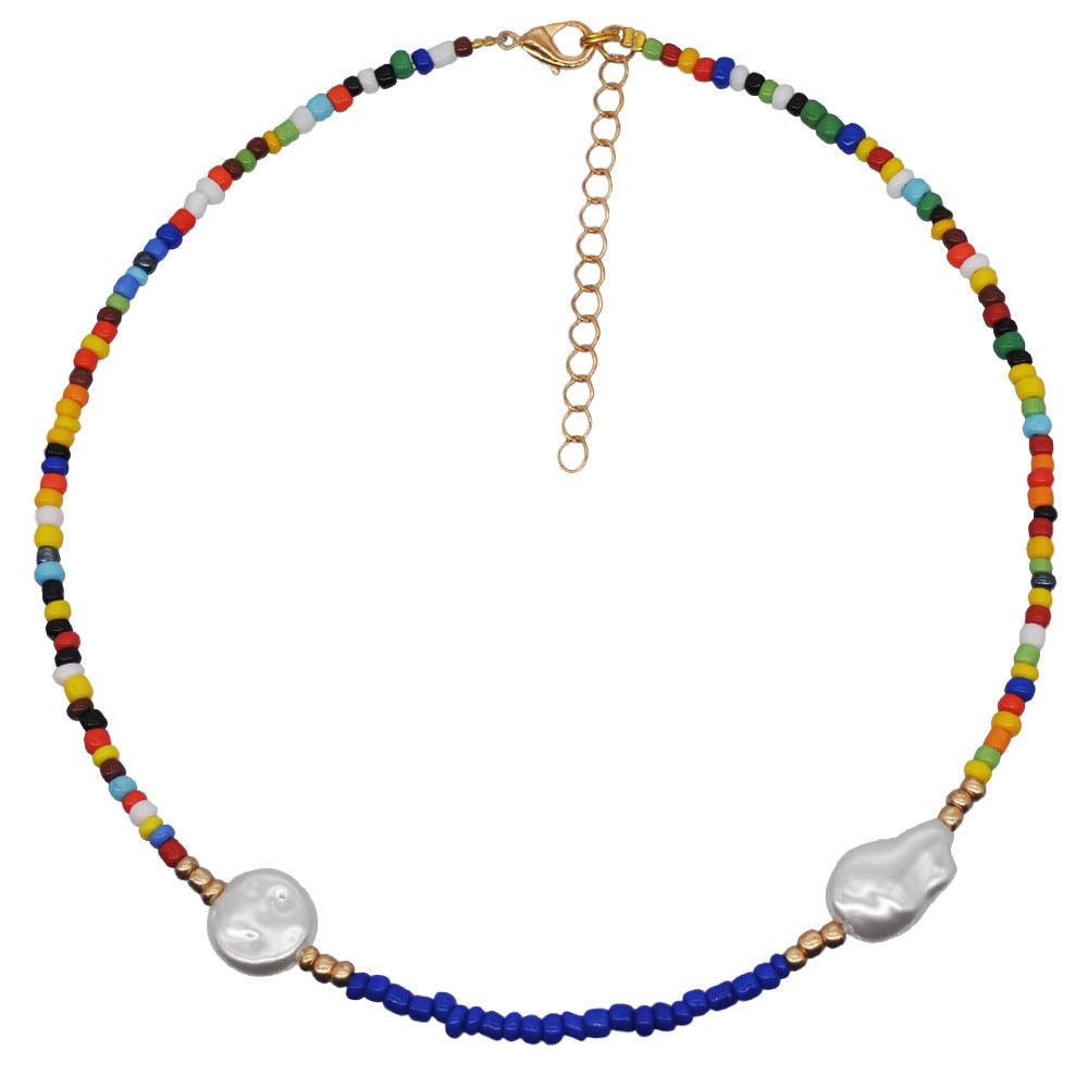 Hot Rainbow Crystal Beaded Necklace by painevida