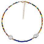 Hot Rainbow Crystal Beaded Necklace by painevida