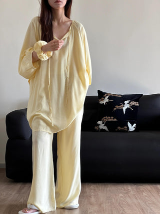 French Cotton Silk High-end Simple Home Wear Pajamas Suit