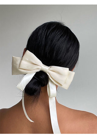 Elegant Bow Satin Ribbon Spring Hair Clip