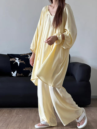 French Cotton Silk High-end Simple Home Wear Pajamas Suit