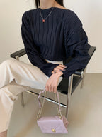 Simple Loose Pleated Long-sleeved Shirt Blouses by painevida