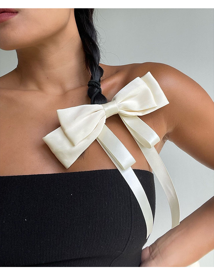 Elegant Bow Satin Ribbon Spring Hair Clip