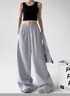 Loose Comfy Striped Lace-up Wide-leg Pants by painevida