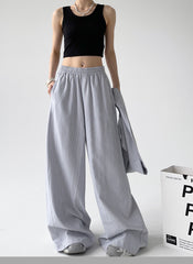 Loose Comfy Striped Lace-up Wide-leg Pants