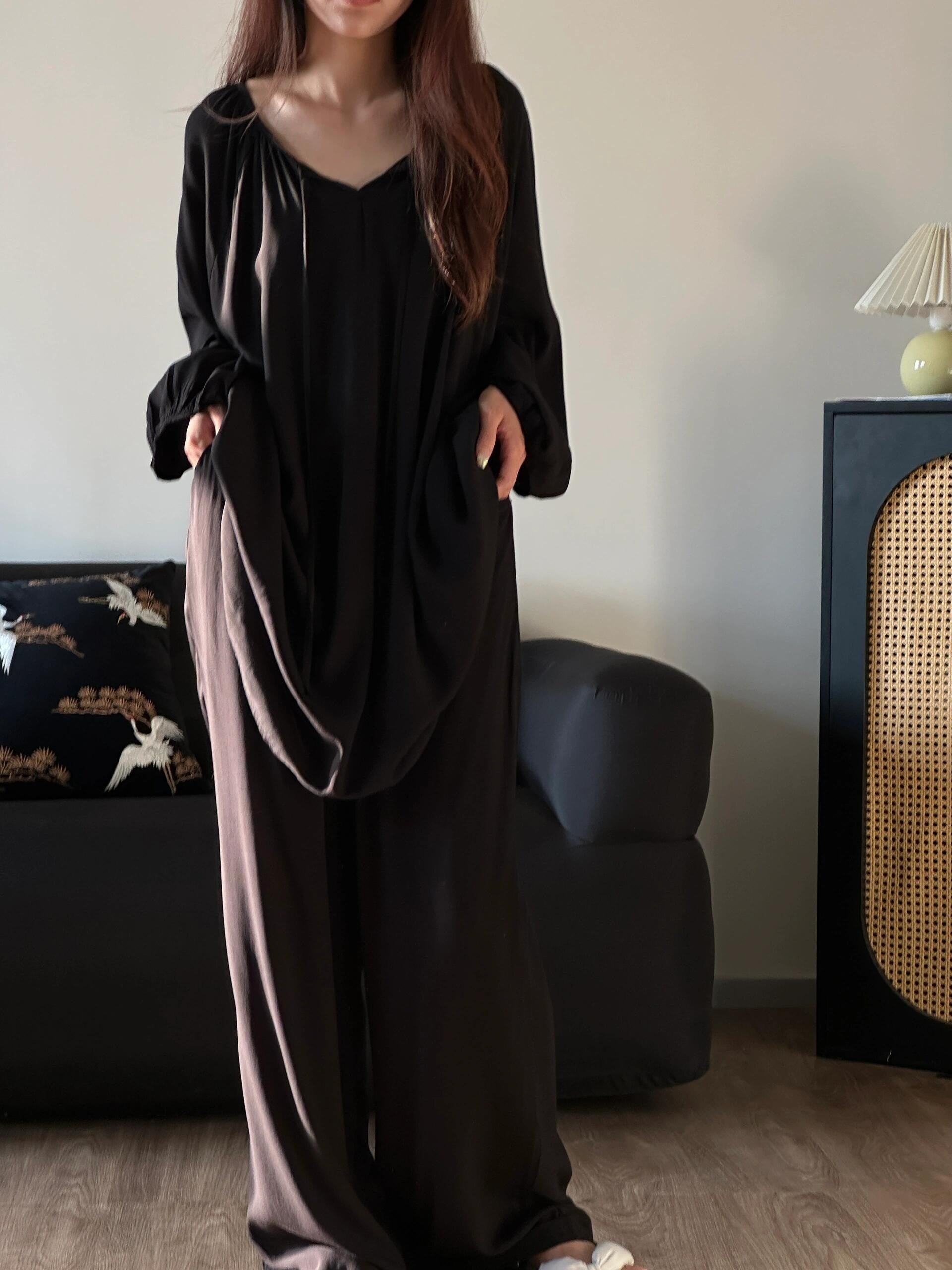 French Cotton Silk High-end Simple Home Wear Pajamas Suit