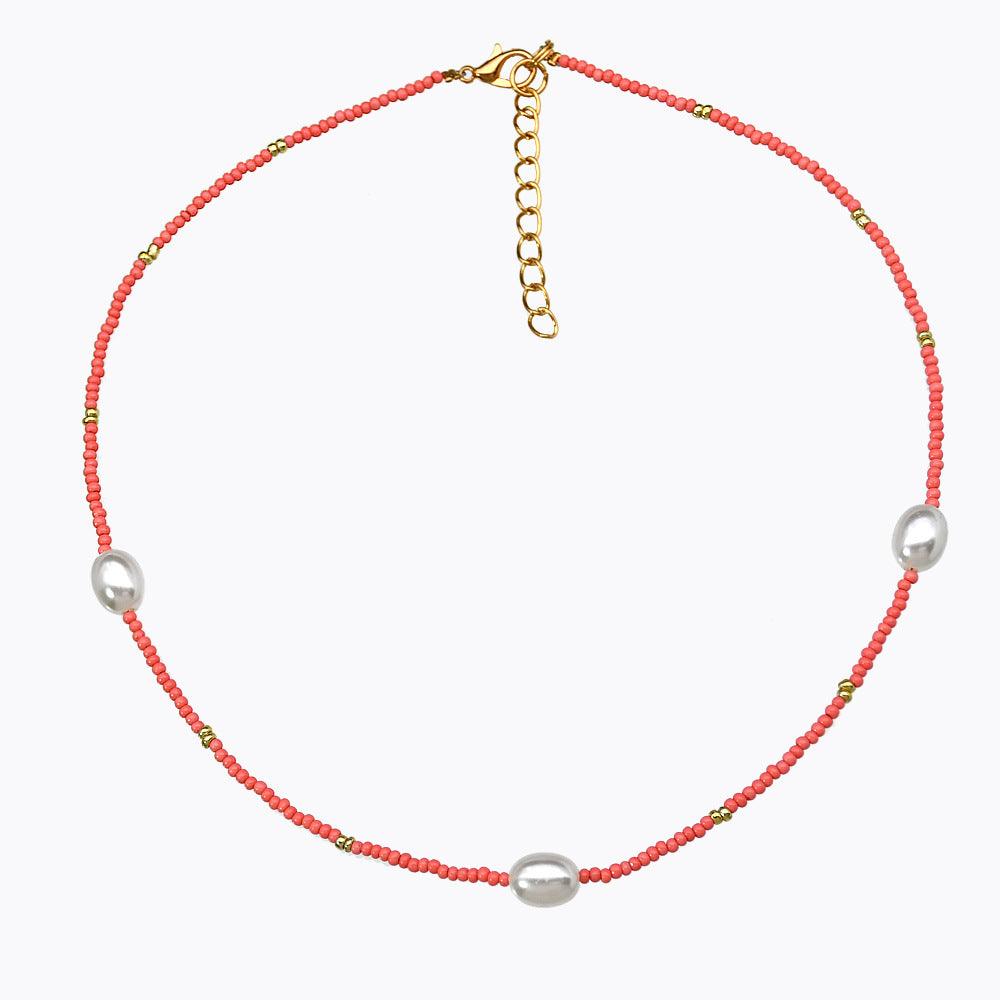 Hot Rainbow Crystal Beaded Necklace by painevida