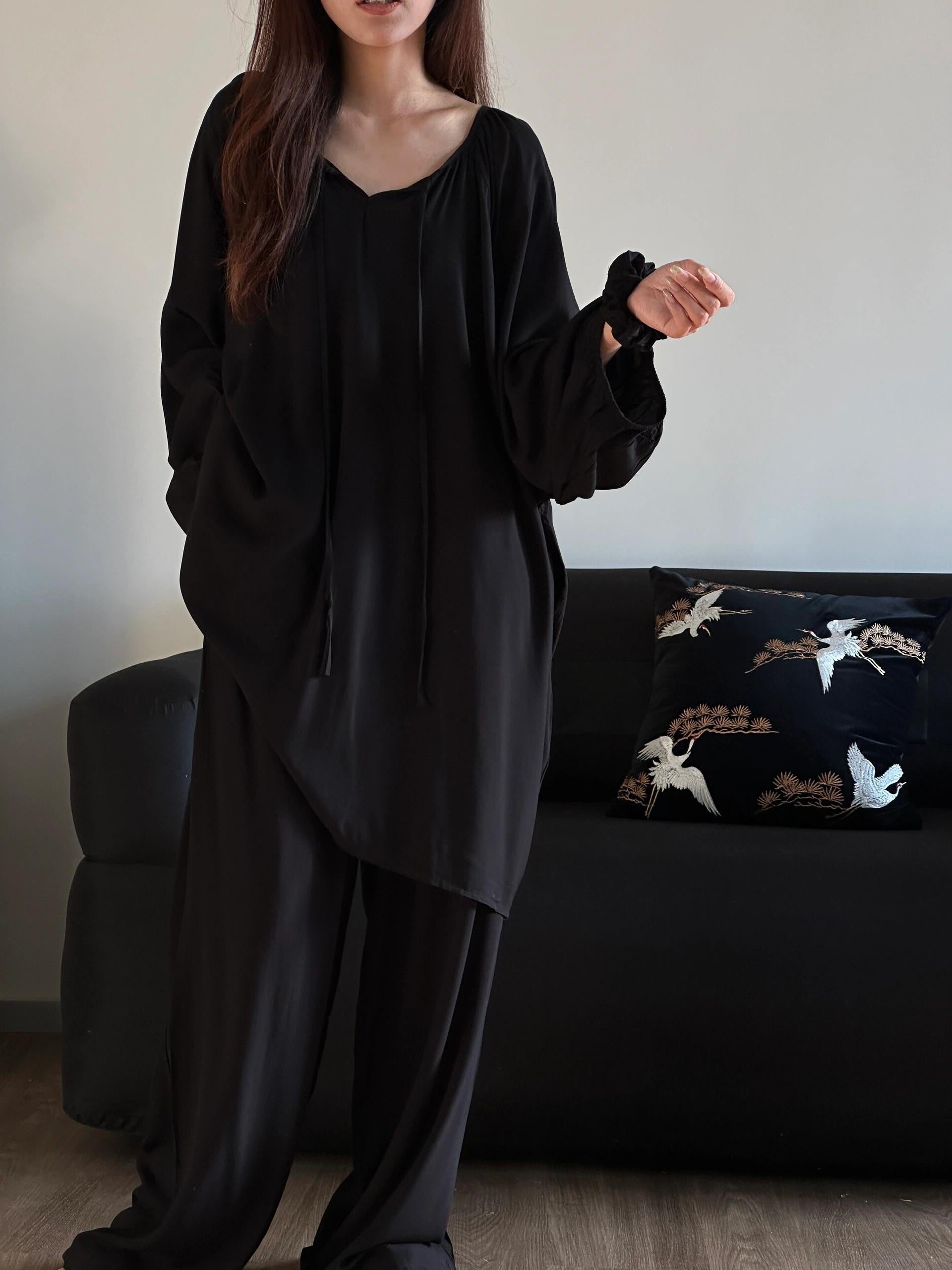 French Cotton Silk High-end Simple Home Wear Pajamas Suit