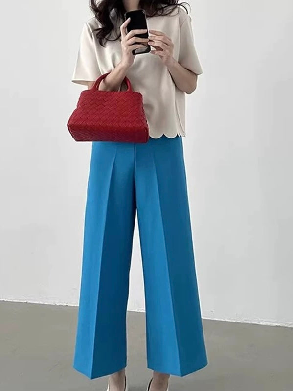 Solid Color Wave Pattern Short Sleeves by painevida