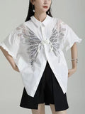 Butterfly Lace Short Sleeve Shirt - PAINEVIDA