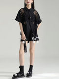 Butterfly Lace Short Sleeve Shirt - PAINEVIDA