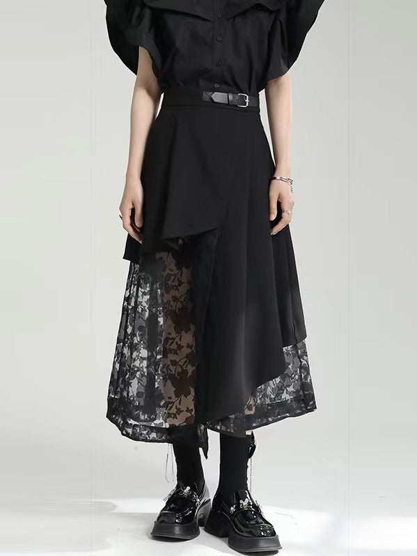 Irregular-Paneled Gauze High-Waisted Skirt - PAINEVIDA