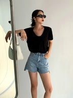 Casual V-Neck Short-Sleeved Top