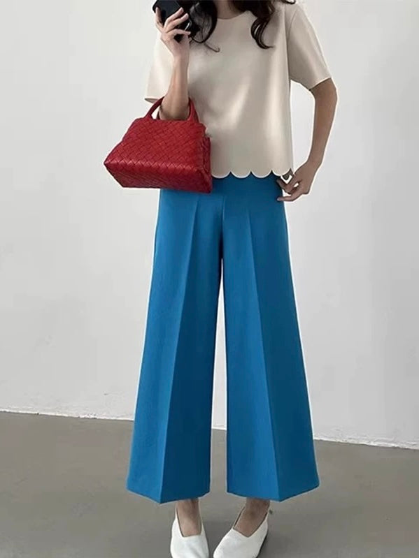 Solid Color Wave Pattern Short Sleeves by painevida