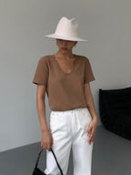 Casual V-Neck Short-Sleeved Top