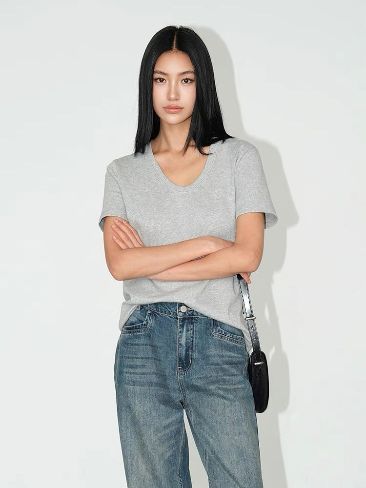 Casual V-Neck Short-Sleeved Top