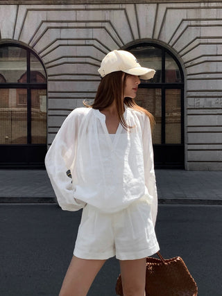 Old Money Style Linen Shirt&Shorts Set by painevida