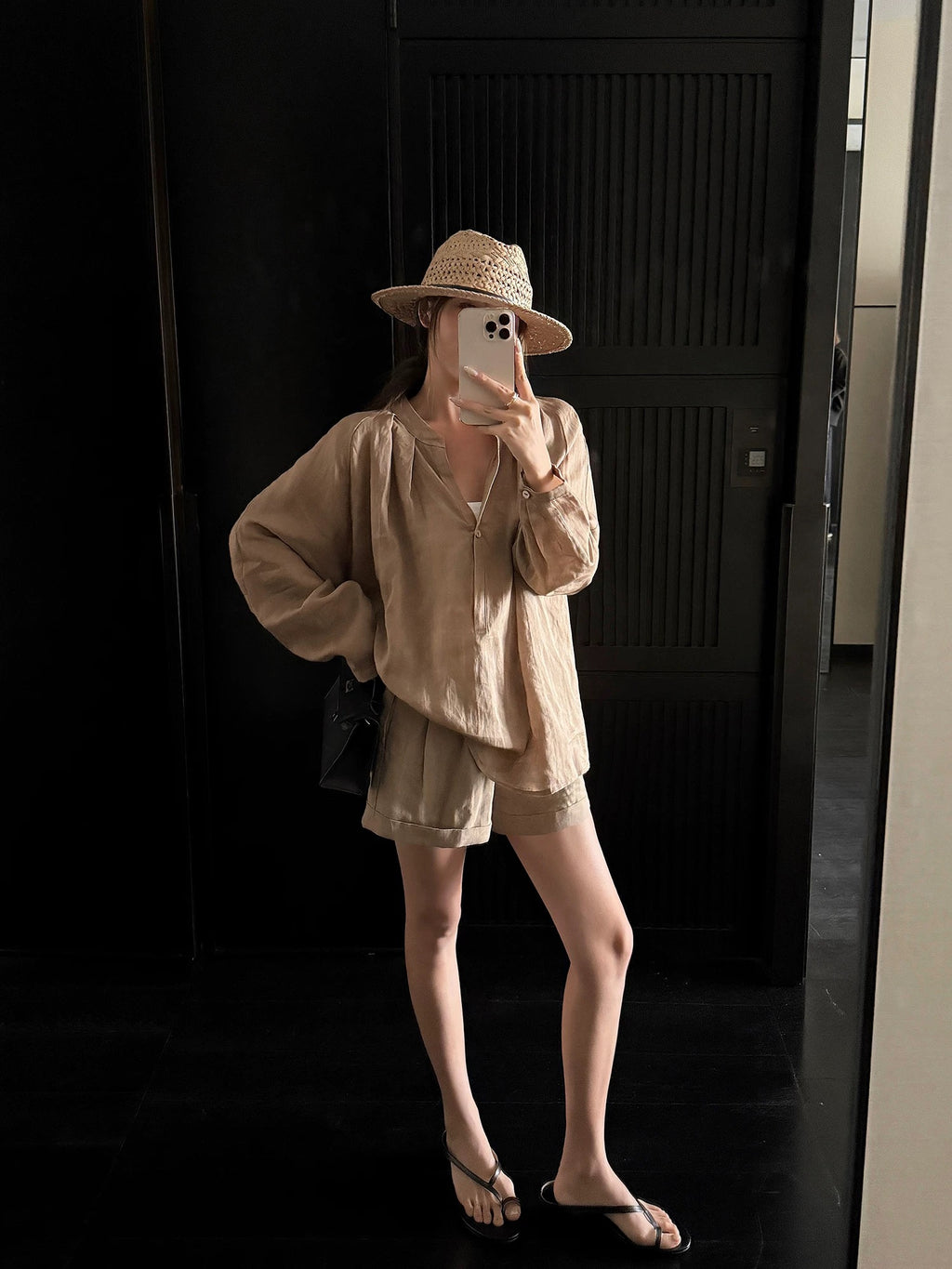 Old Money Style Linen Shirt&Shorts Set