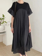 French Casual Split-joint Pleated Dress - PAINEVIDA