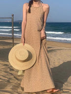 Loose Tie Open Back Striped Tank Dress - PAINEVIDA