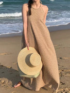 Loose Tie Open Back Striped Tank Dress - PAINEVIDA