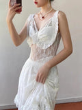Sexy See-through Lace Strap Dress - PAINEVIDA