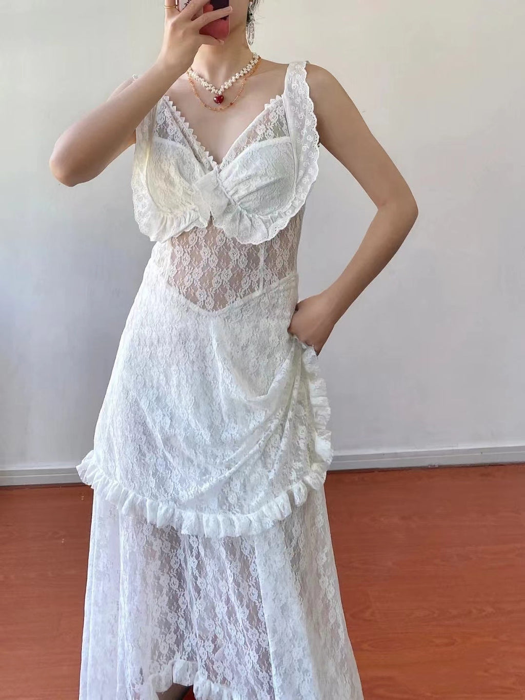 Sexy See-through Lace Strap Dress - PAINEVIDA