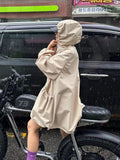 Zippered Large Pocket Hooded Trench Coat - PAINEVIDA