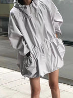 Zippered Large Pocket Hooded Trench Coat - PAINEVIDA