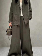 Suture Linen Casual Jacket 2-Pieces Bottoms Suit - PAINEVIDA