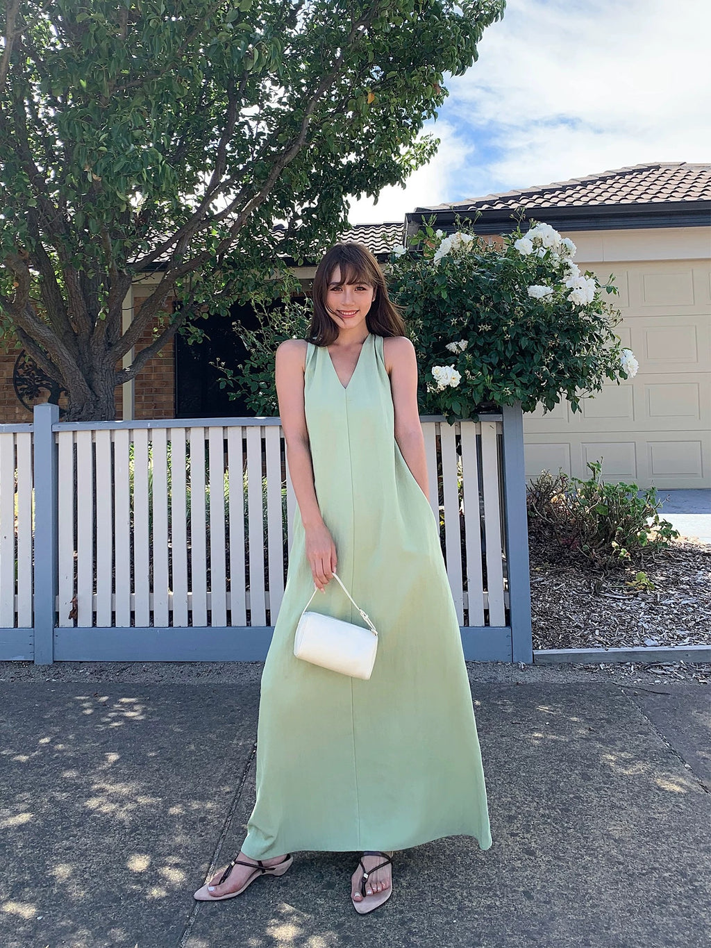 Halter V-Neck Elegant Linen Sleeveless Dress