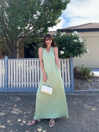 Halter V-Neck Elegant Linen Sleeveless Dress