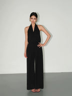 Old Money V-Neck Halter Sleeveless Jumpsuit