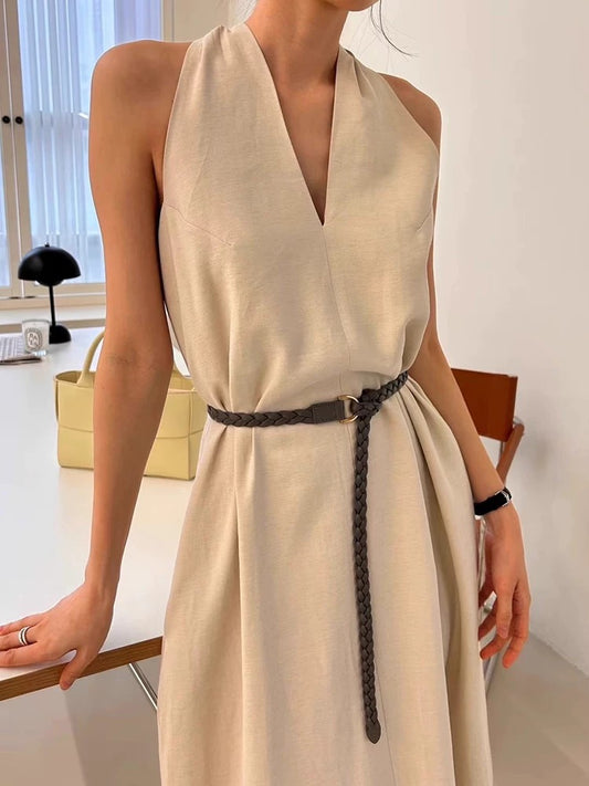 Vintage V-Neck Halter Dress