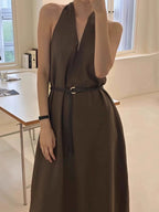 Vintage V-Neck Halter Dress