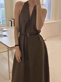 Vintage V-Neck Halter Dress