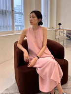 Vintage V-Neck Halter Dress