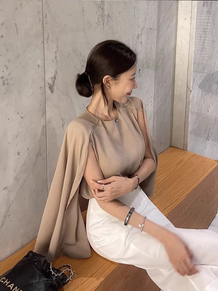 Niche Cape-Style Thin Shirt Chic Top by painevida
