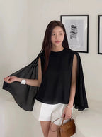 Niche Cape-Style Thin Shirt Chic Top by painevida
