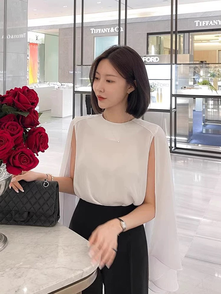 Niche Cape-Style Thin Shirt Chic Top by painevida