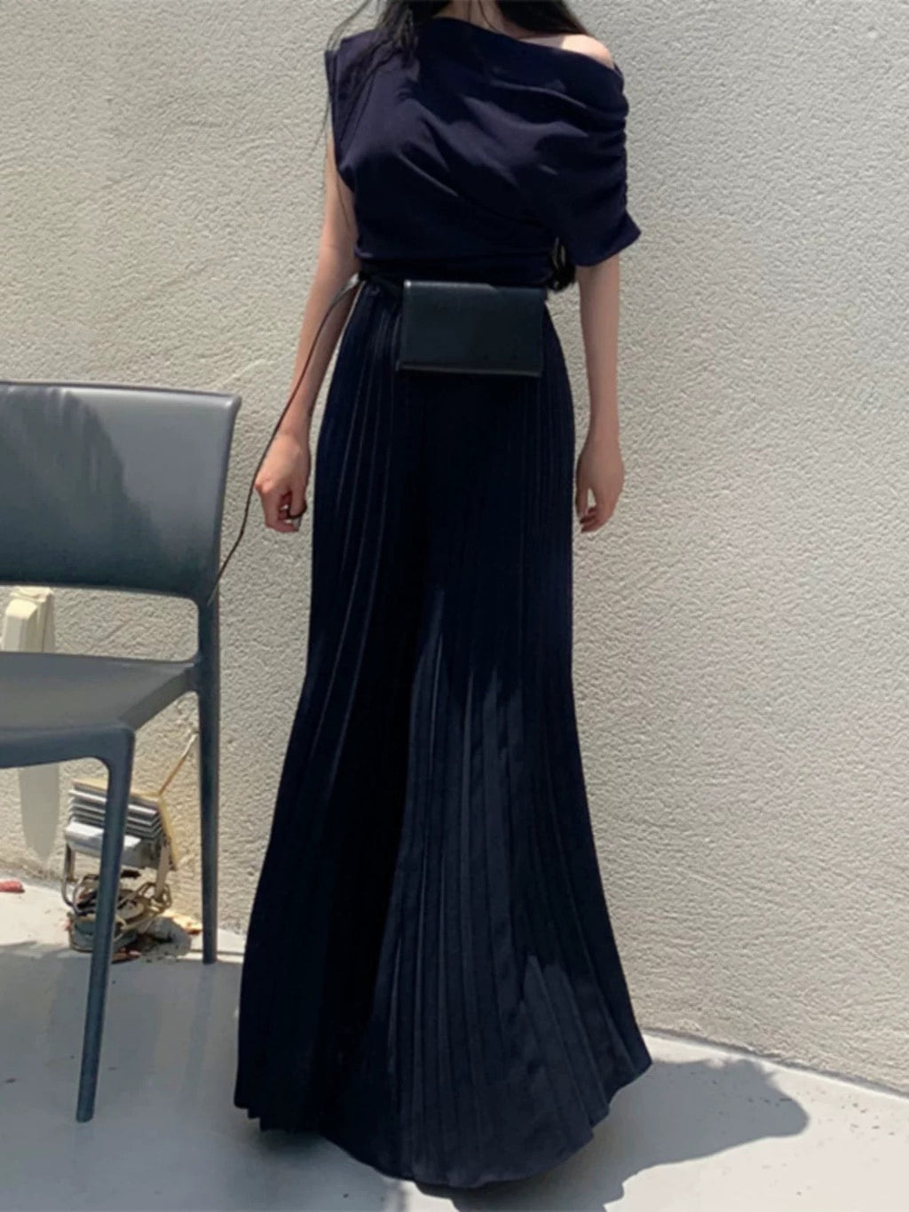 High Waist Slim White Pleated Casual Pants by painevida
