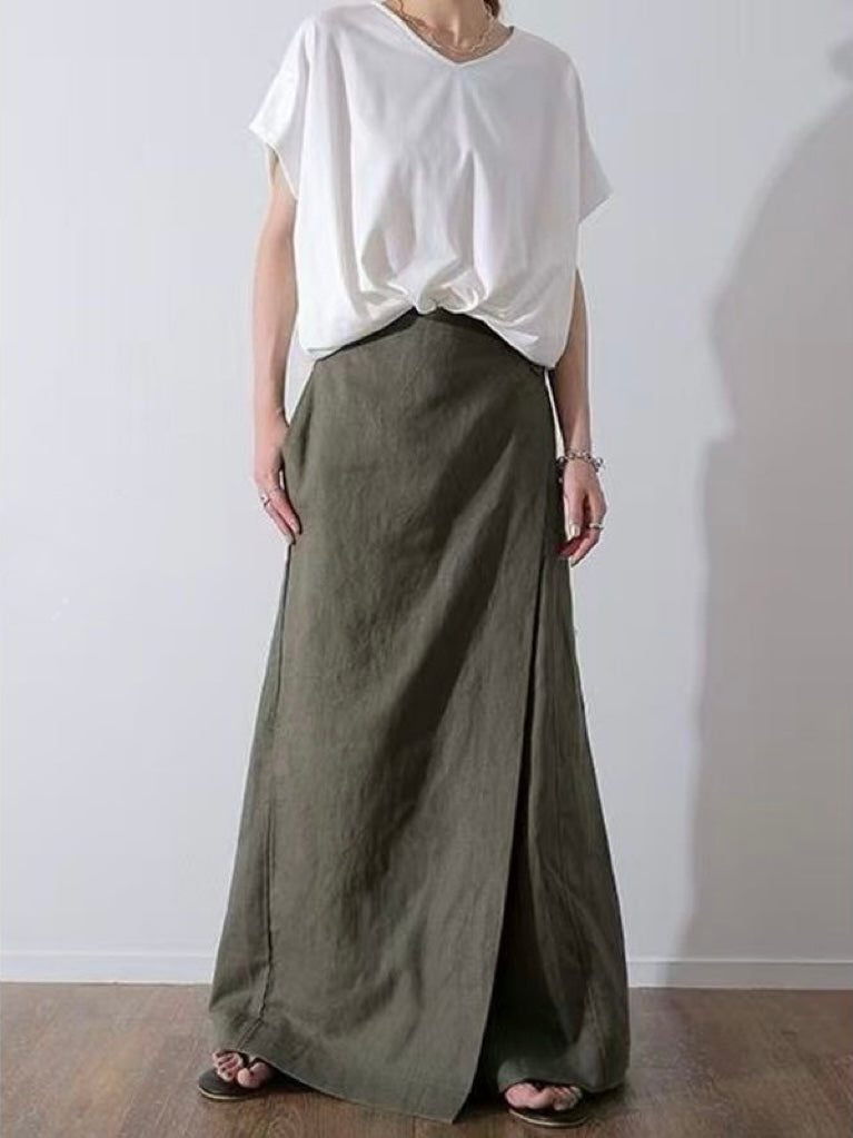 Loose Cotton And Linen Wide-Leg Trousers
