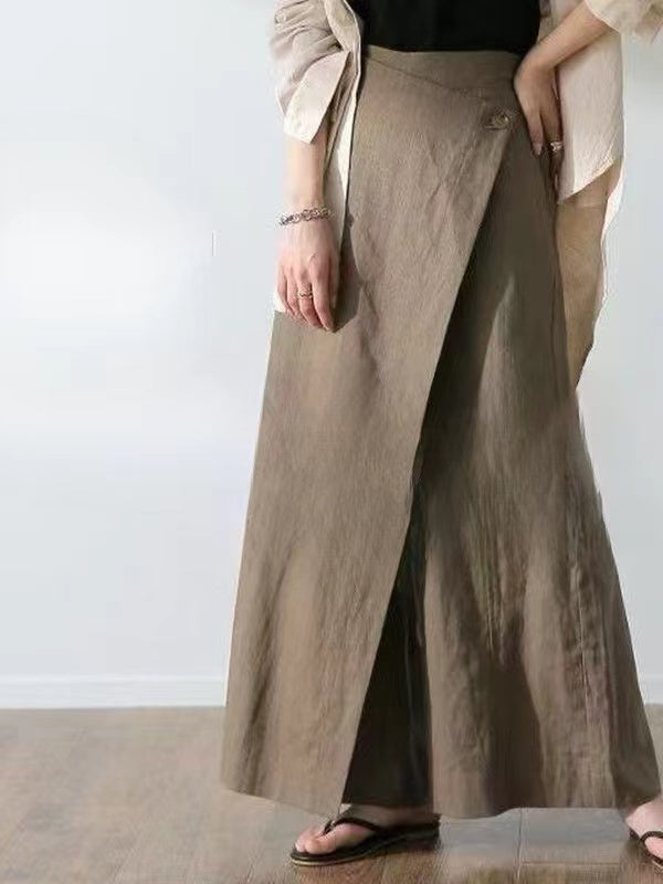Loose Cotton And Linen Wide-Leg Trousers