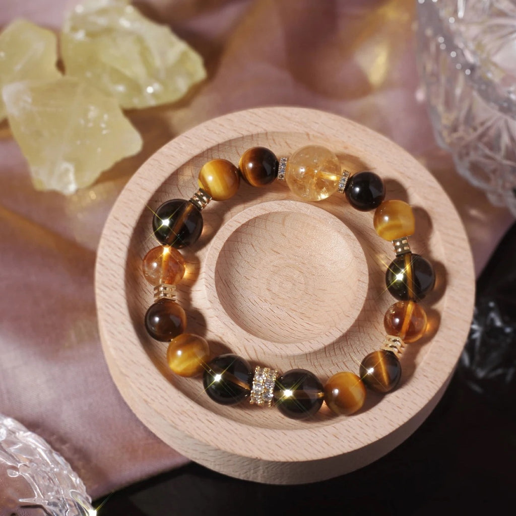 Natural Yellow Tower Crystal Gold Tiger Eye Stone Yellow Crystal Bracelet